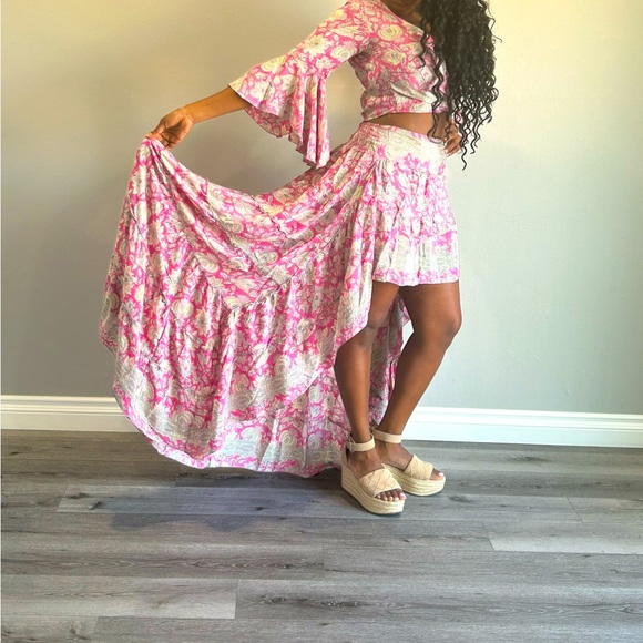 Dress skirt and top set bohemian style boho set Indian silk - Picture 1 of 4